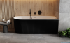 Besco Denaya B&W 150x75cm prawa wanna wolnostojąca przyścienna ryflowana akrylowa + syfon klik-klak chrom #WASB-150DPC